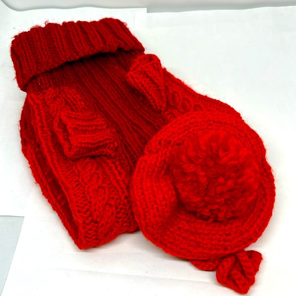 Vintage Knit Dog Sweater and Hat - Picture 1 of 5